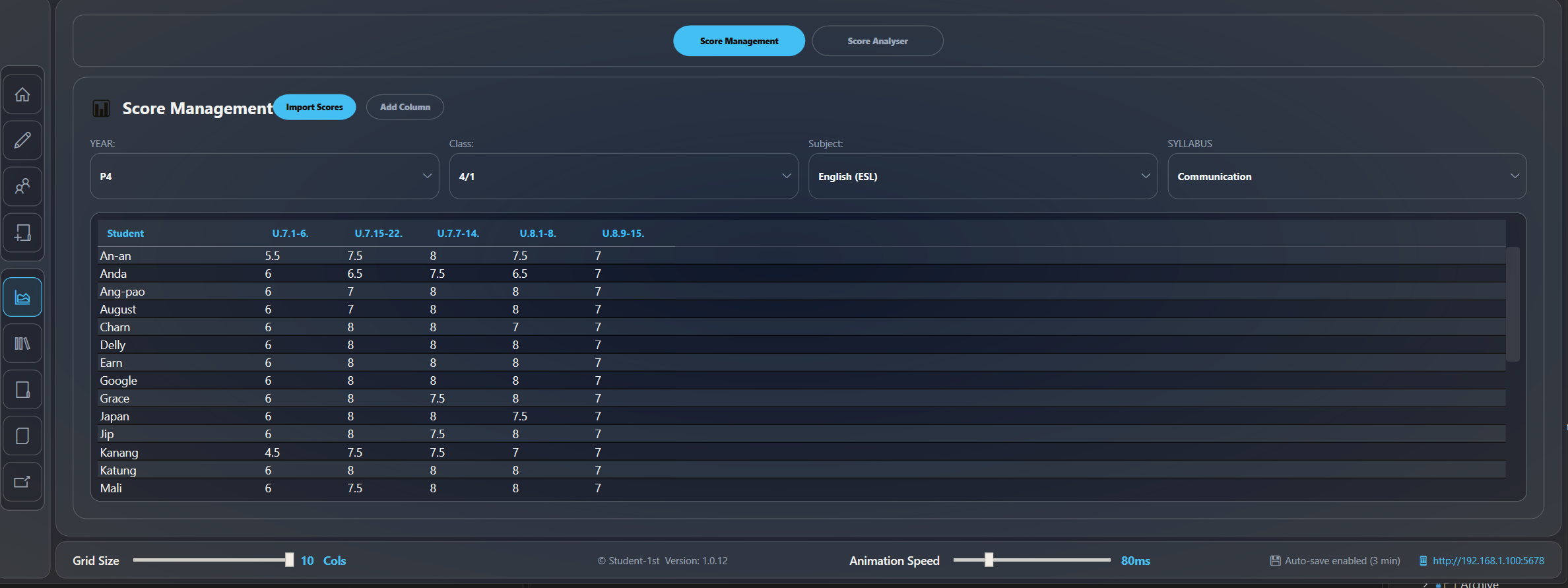 Live classroom interface